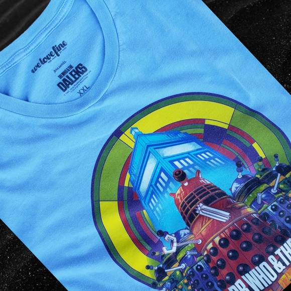 Dr Who & the Daleks Lt. Blue Tee - Picture 3 of 5